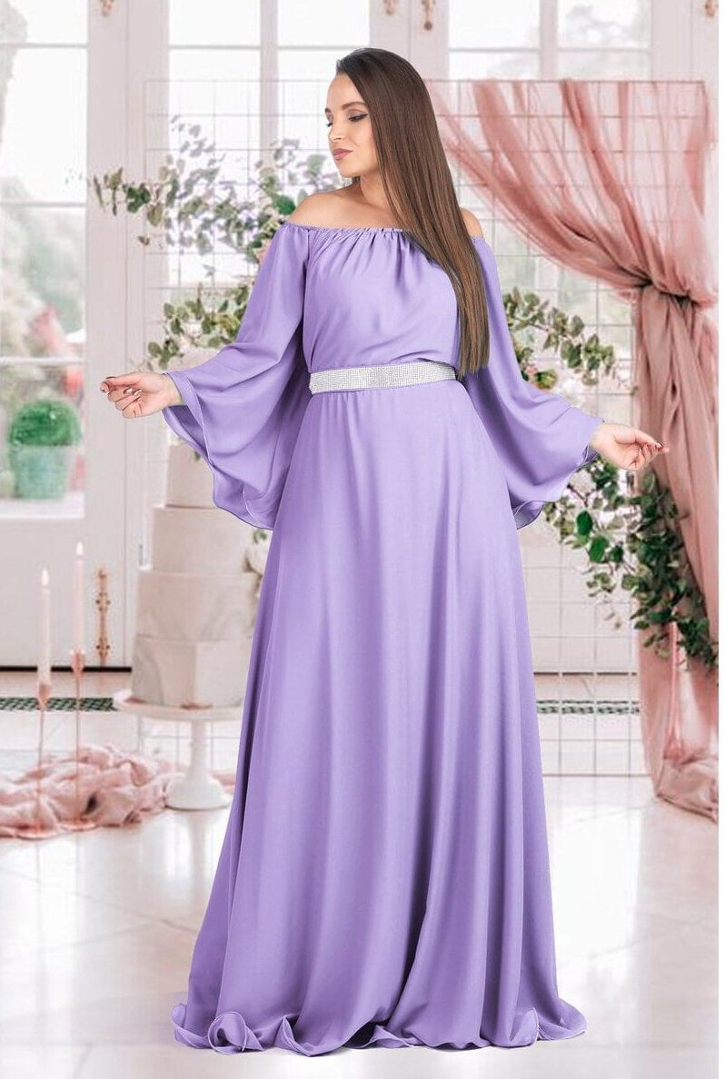 JojoFashion Rochie de ocazie lunga din voal lila Cinderella