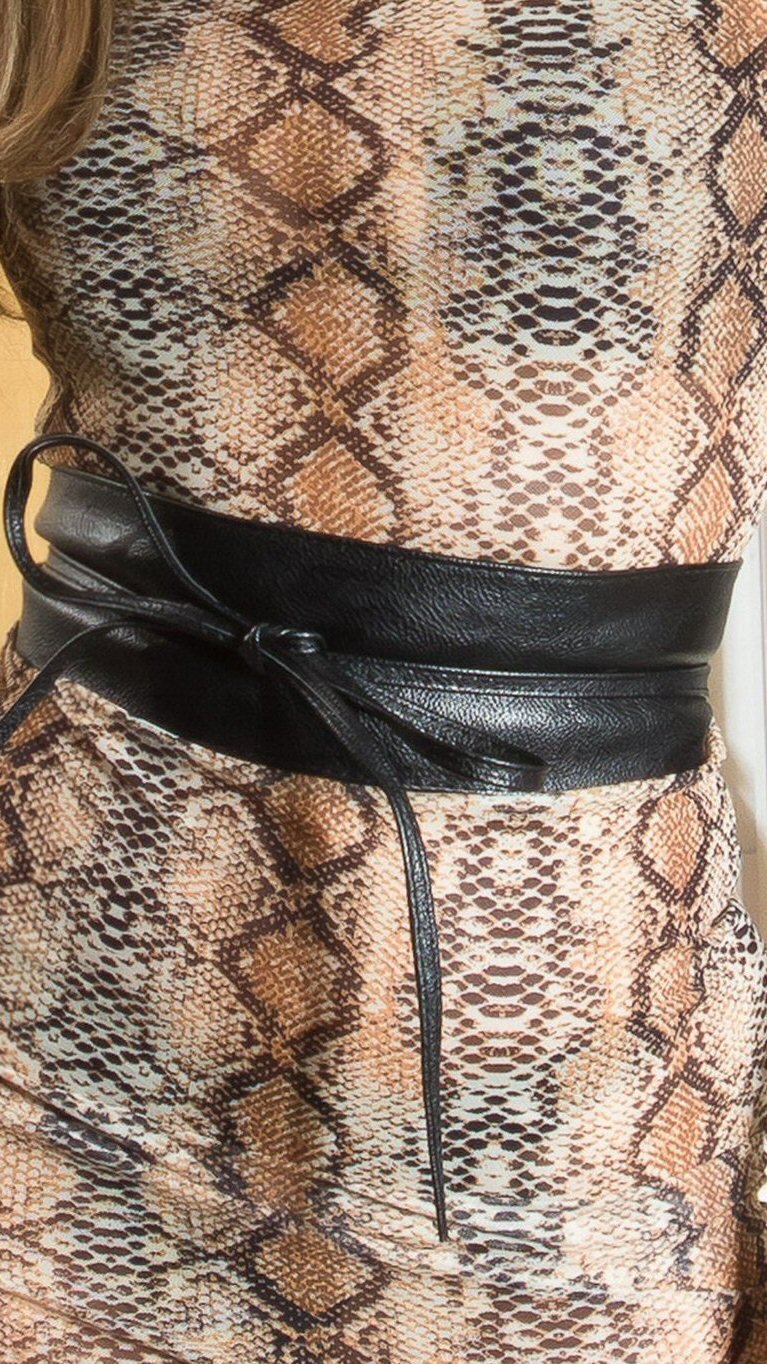 Koucla Curea dama din imitatie piele neagra lata cu snur Kalissy