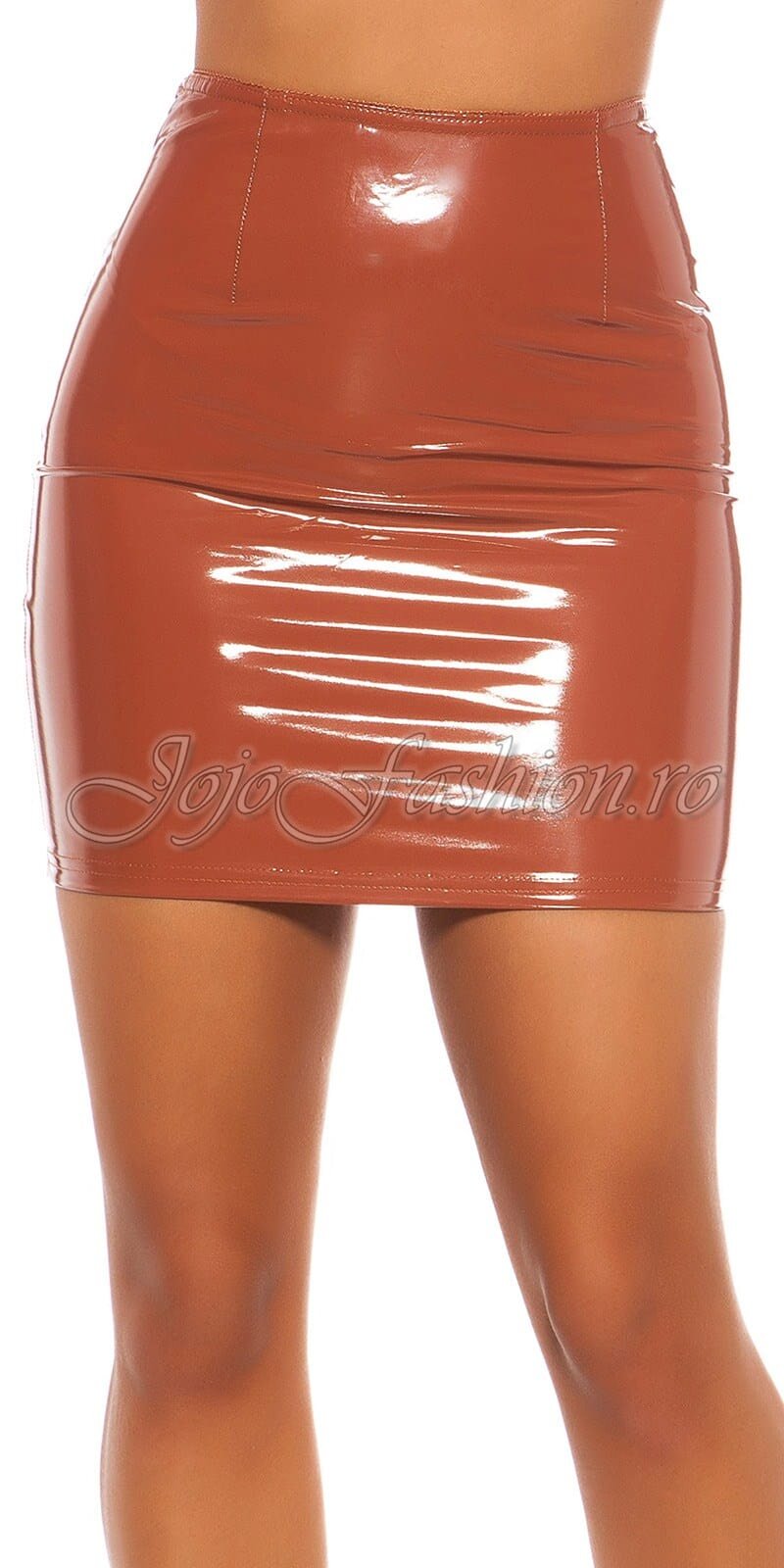 Koucla Fusta mulata latex scurta bronz WetLook Rihanna