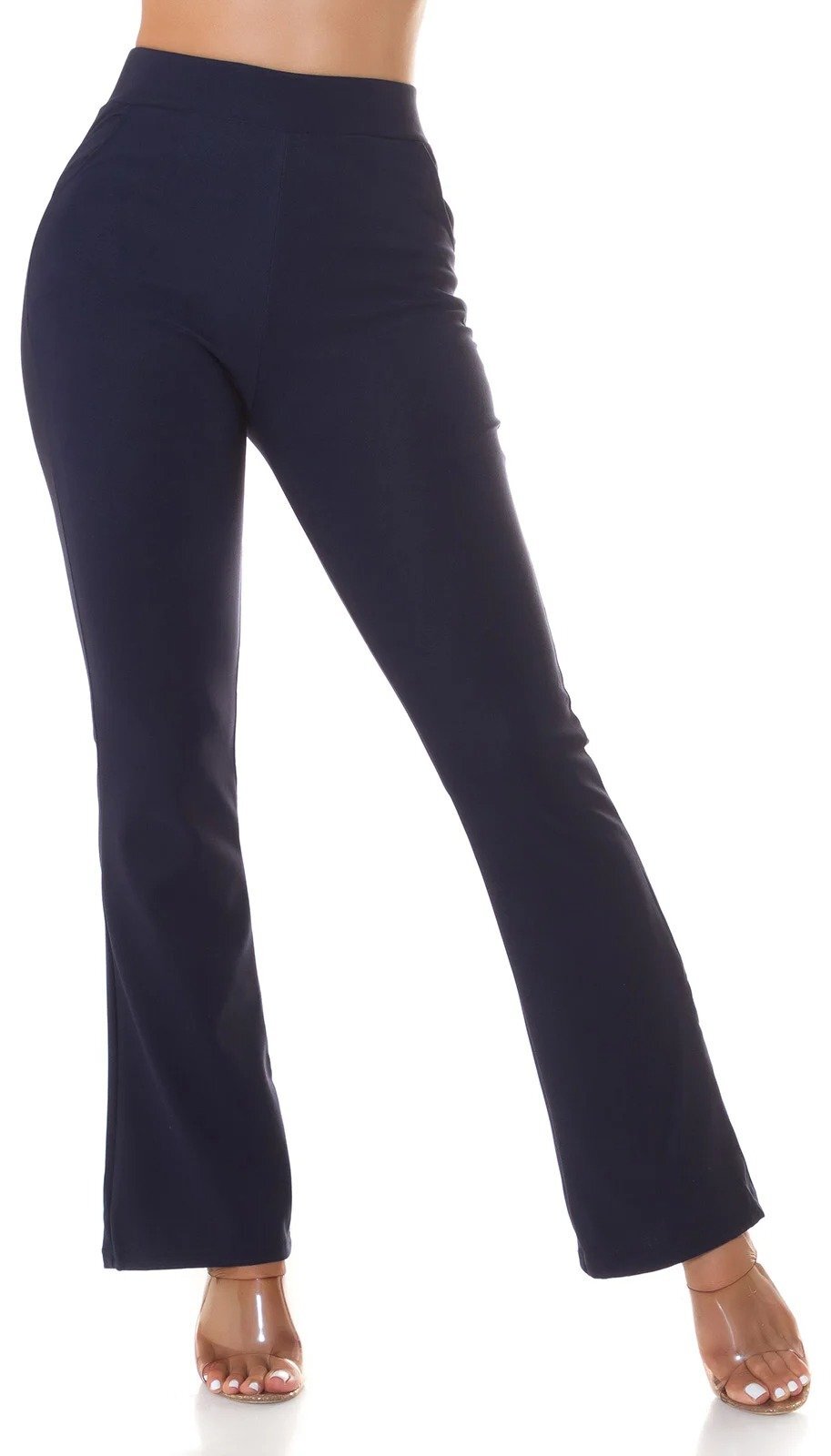 Koucla Pantaloni dama eleganti evazati bleumarin navy Felipa