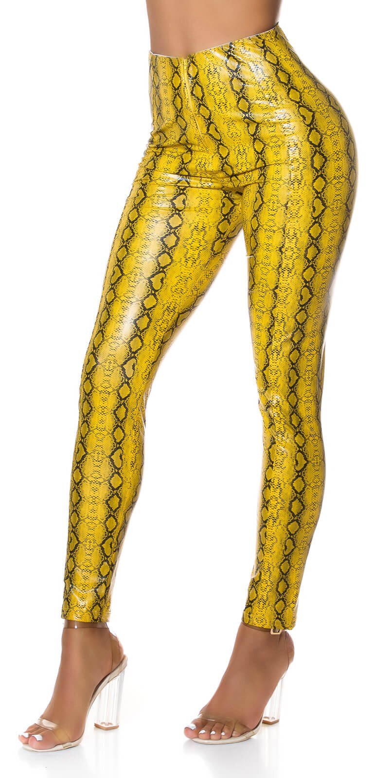 Koucla Pantaloni dama mulati galbeni cu talie inalta snake Yry