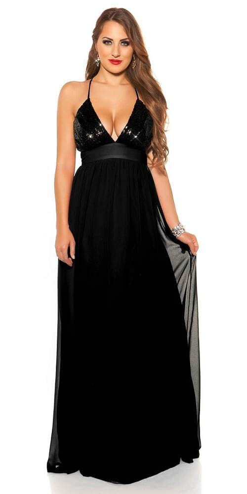 Koucla Rochie de seara lunga neagra cu paiete pe bust Sevda