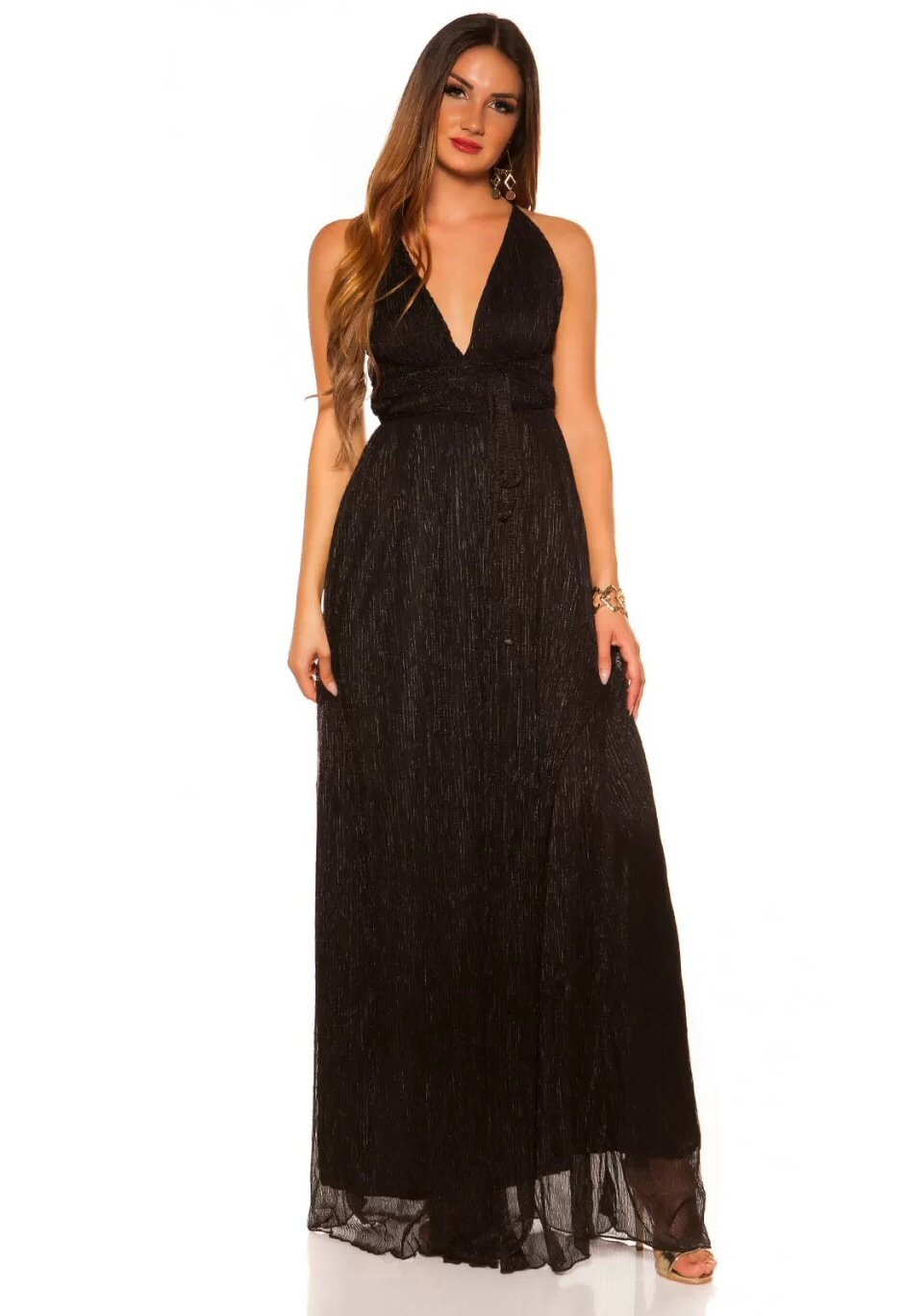 Koucla Rochie lunga neagra vaporoasa din glitter Dariana