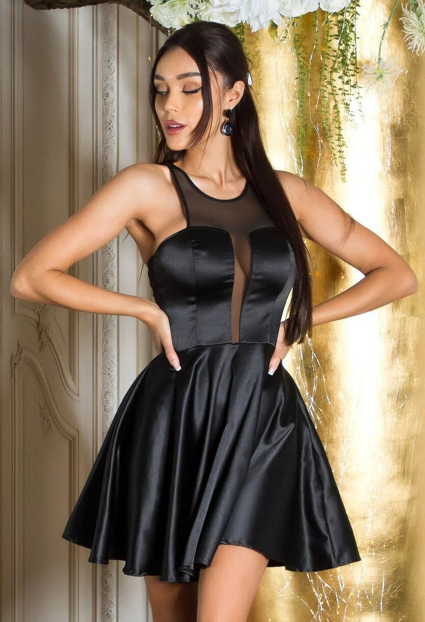 Koucla Rochie scurta neagra in clos cu benzi transparente Diana