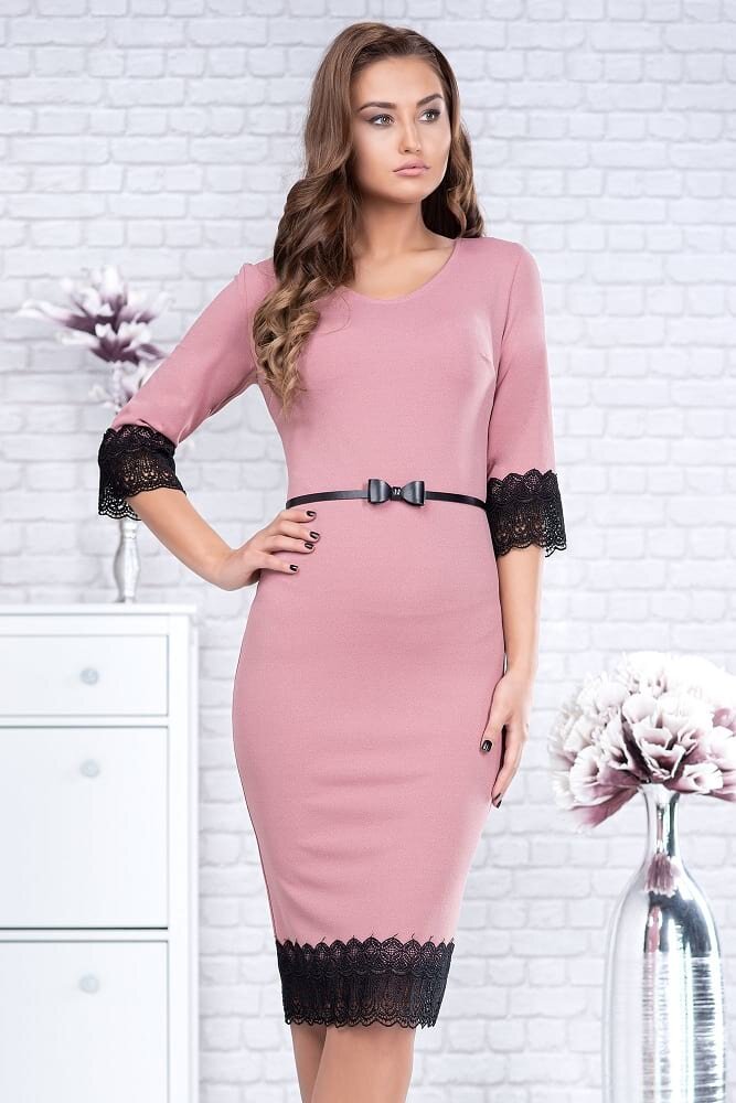 PerDonna Rochie marime mare midi roz pal Tatiana