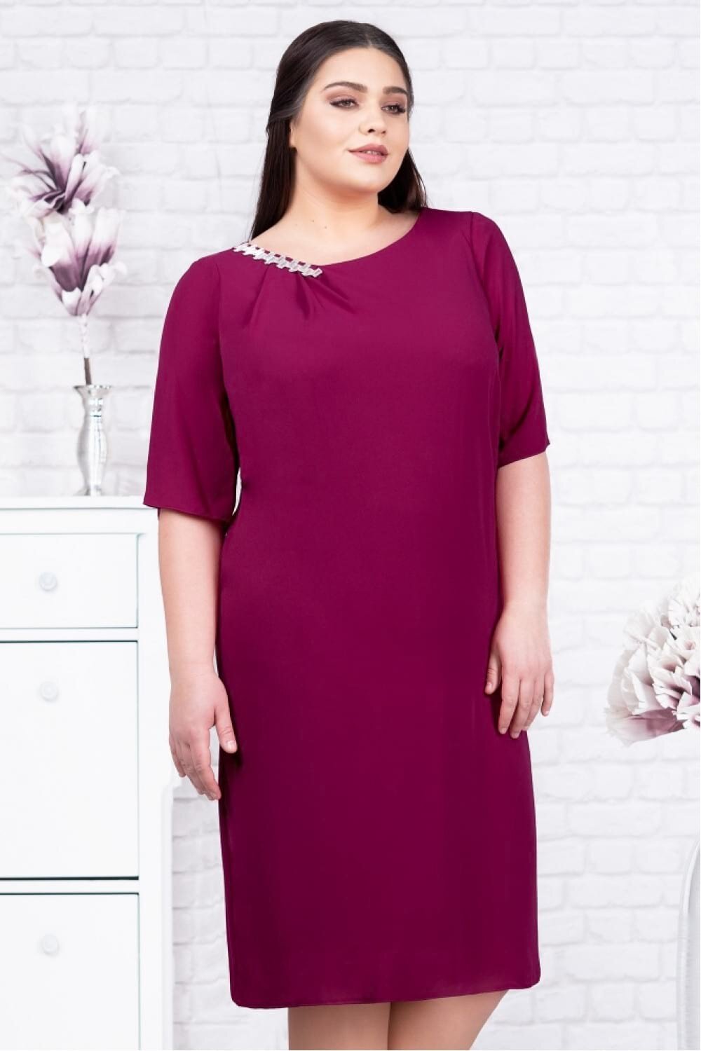 PerDonna Rochie XXL midi lejera magenta Minodora