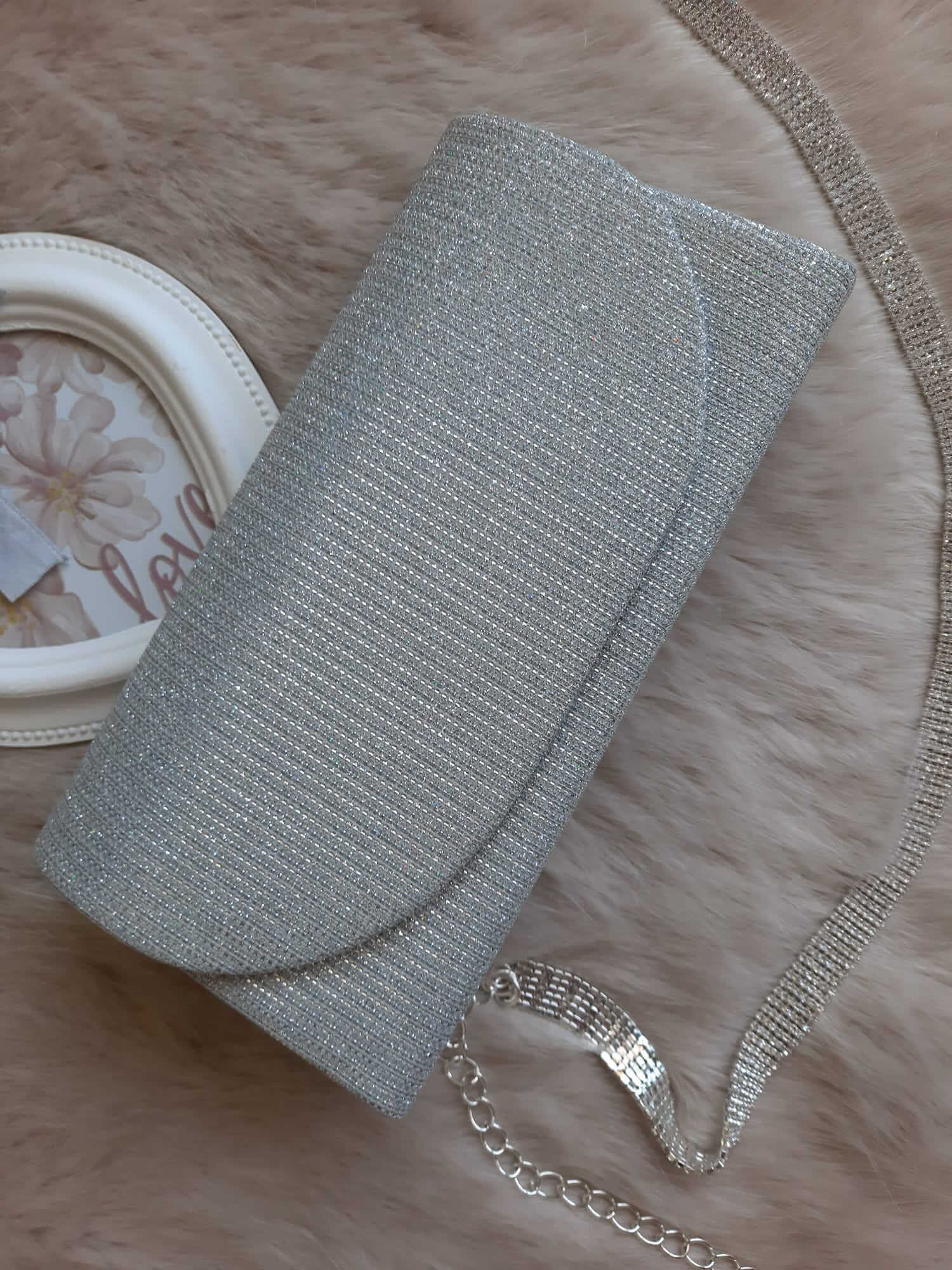  Plic glitter argintiu cu striatii Brilliance