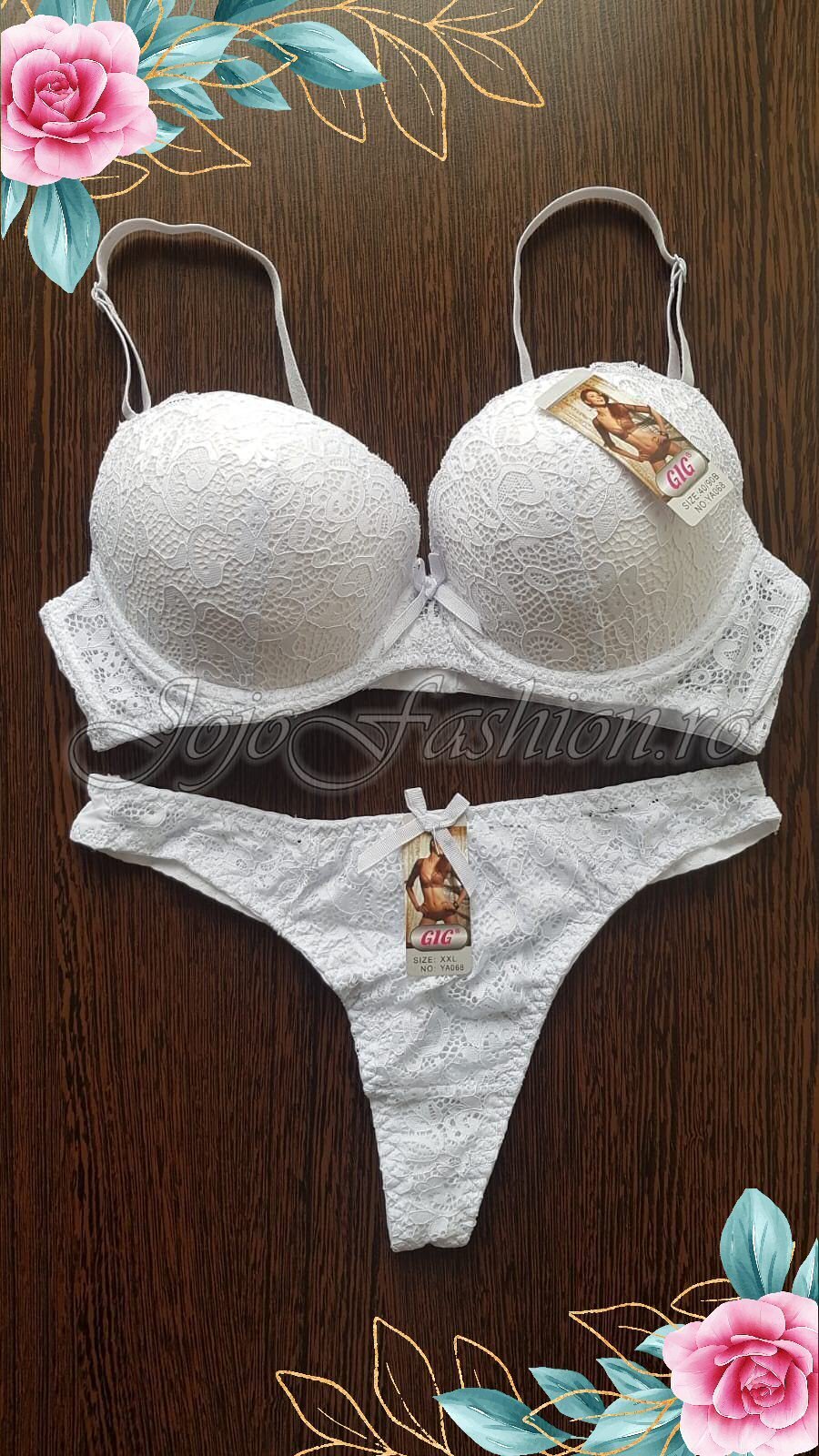  Set sutien si chilot dama din dantela alba Diana