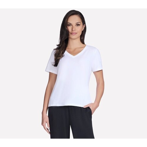 Skechers Tricou femei Pima V-Neck Tee TP130-WHT