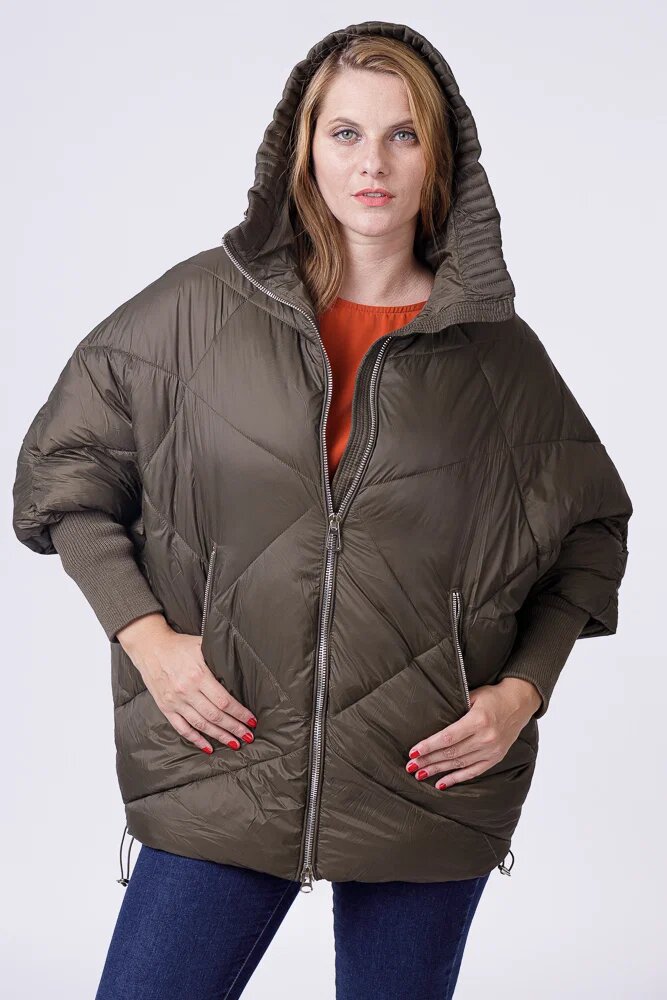 Fly Geaca oversized cu maneci din jerseu stranse kaki