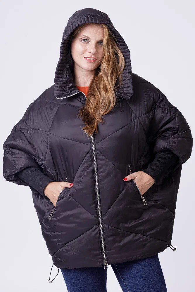 Fly Geaca oversized cu maneci din jerseu stranse neagra