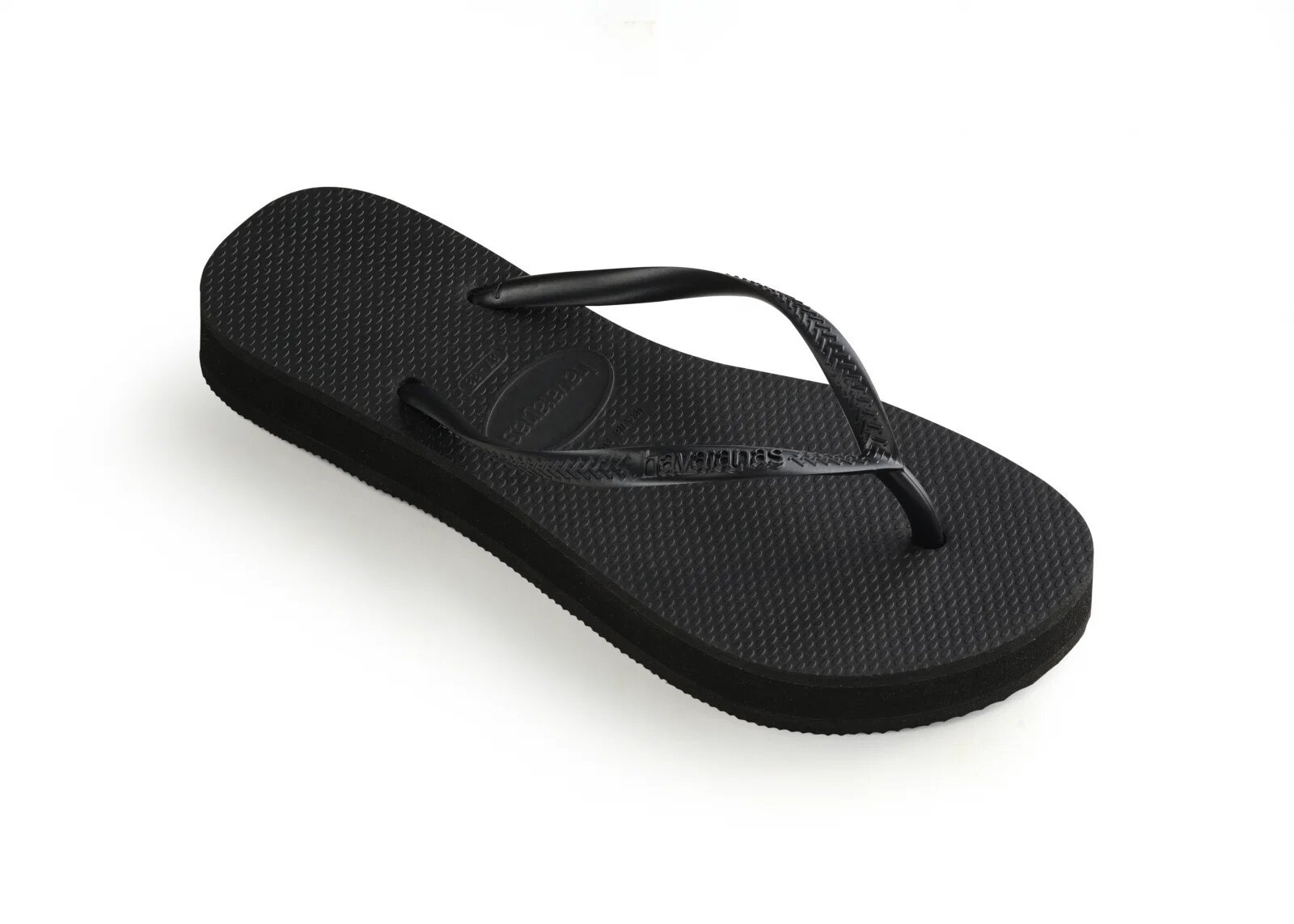 Havaianas Papuci cu talpa groasa din cauciuc natural negru