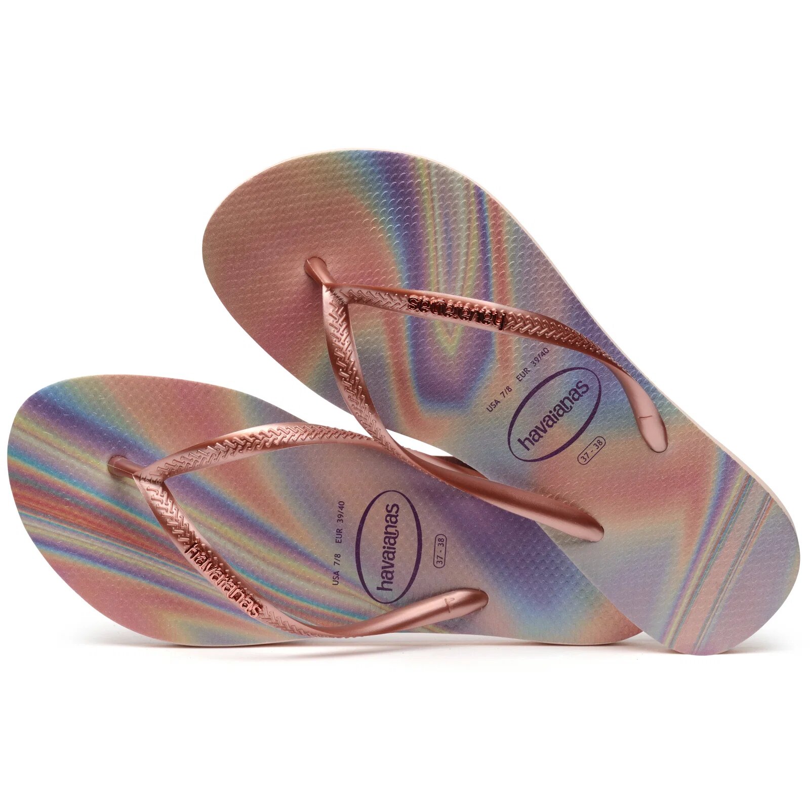 Havaianas Papuci slim din cauciuc natural degrade cu roz si mov