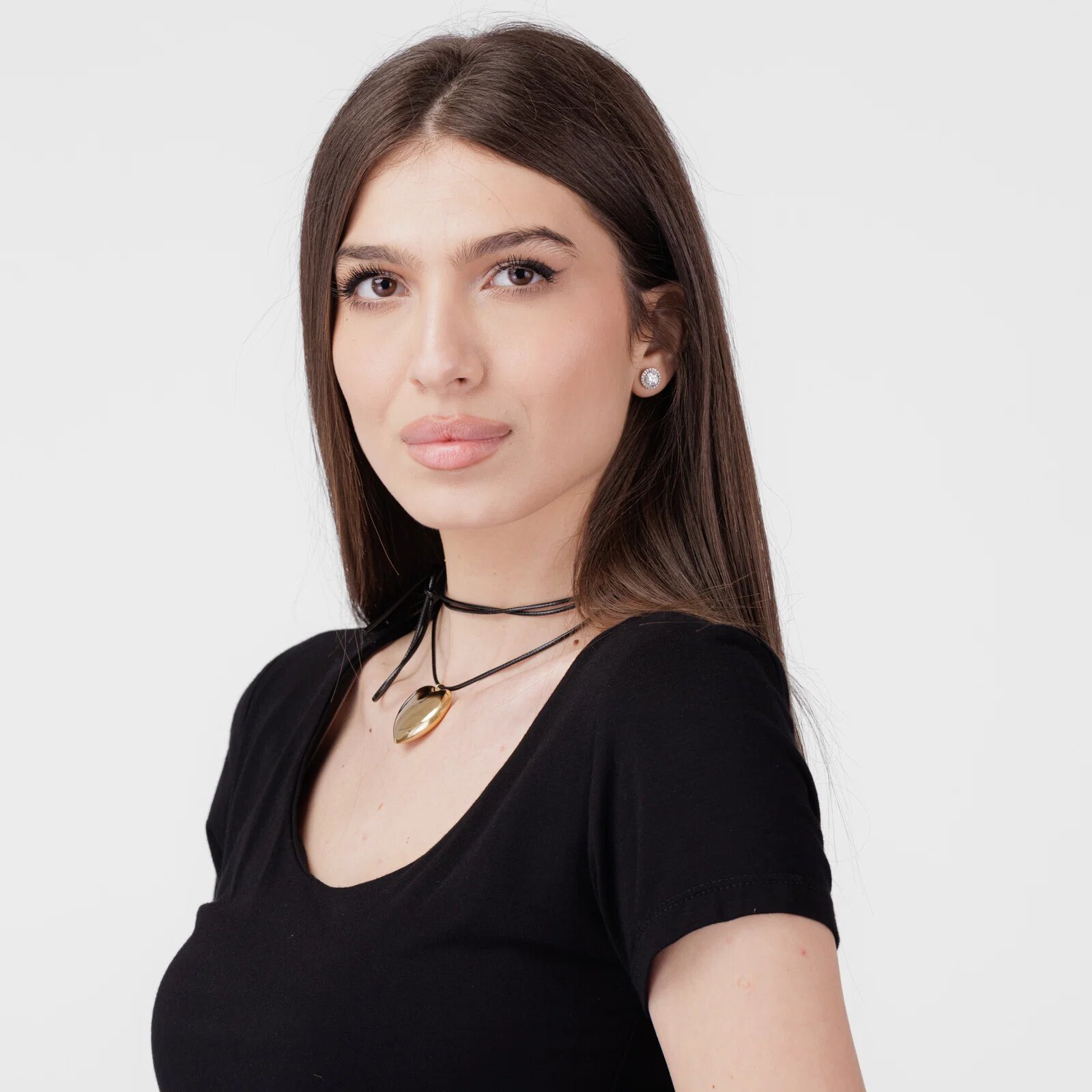 Ines J. Roma Colier reglabil in forma de inima din otel inoxidabil auriu