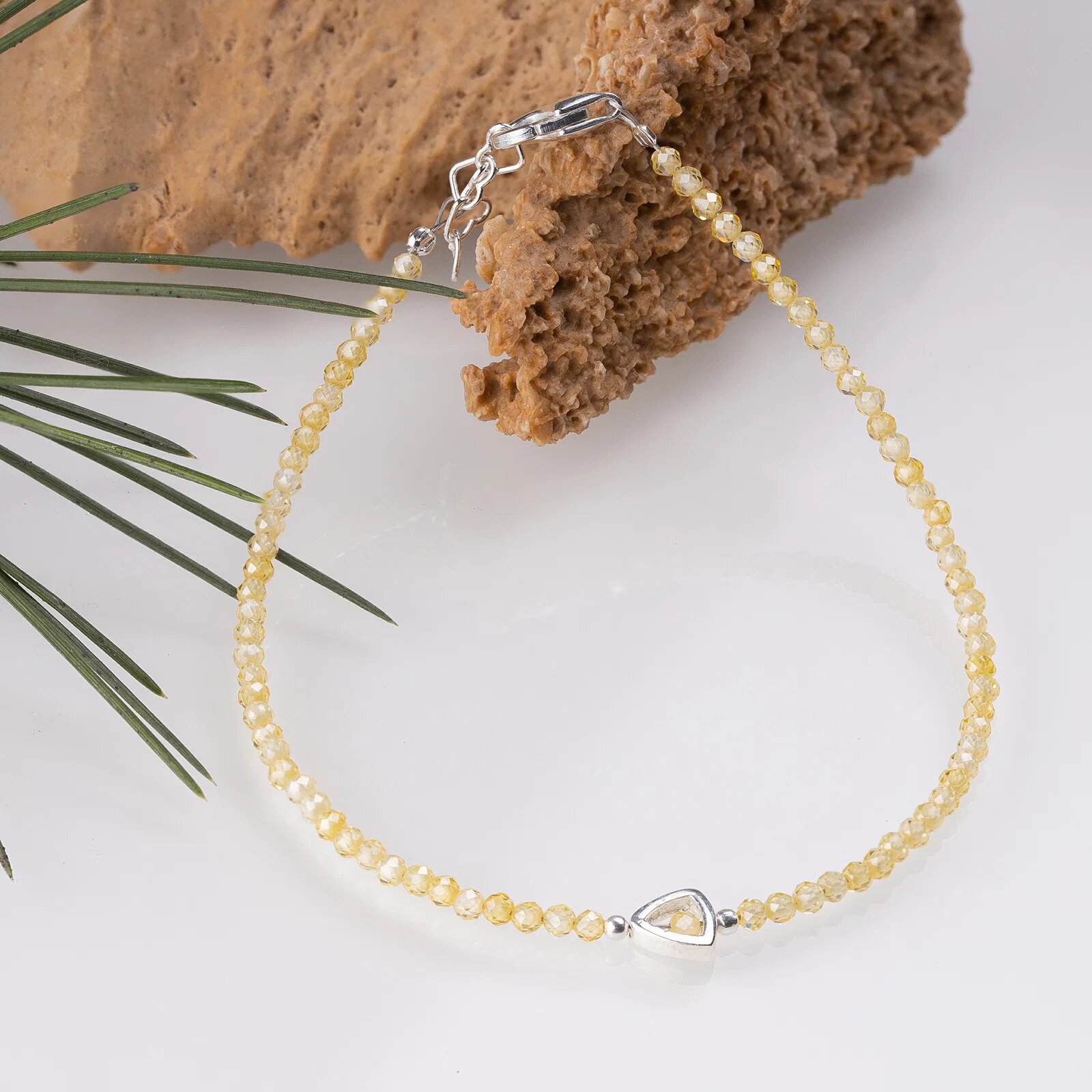 Maia Colt Bratara argint subtire din cubic zirconia galben si piesa din argint