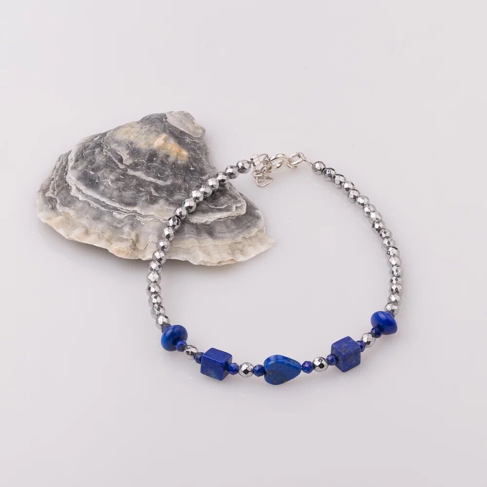 Maia Colt Bratara subtire din hematit cu lapis lazuli