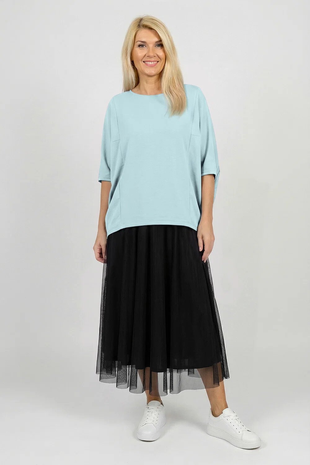 Pierino Bluza ampla oversize cu design asimetric din bumbac bleu