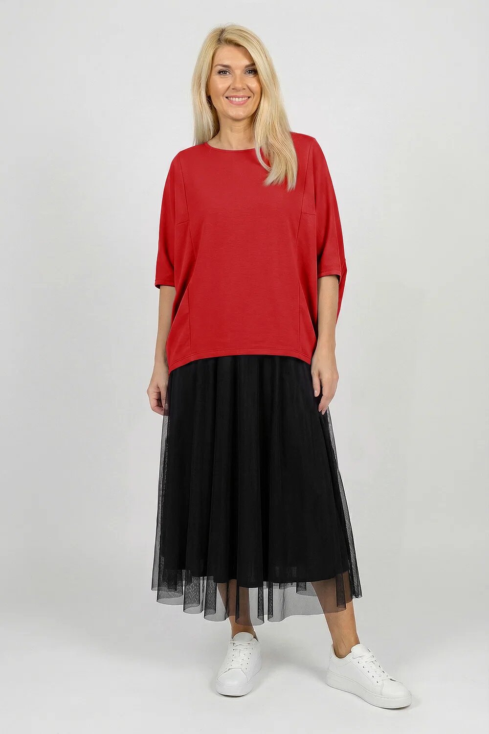 Pierino Bluza ampla oversize cu design asimetric din bumbac rosie
