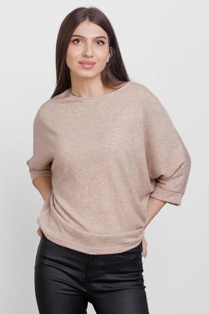 Pierino Bluza cu maneca fluture din jerseu de vascoza bej