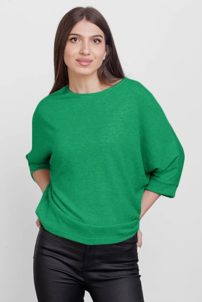 Pierino Bluza cu maneca fluture din jerseu de vascoza verde
