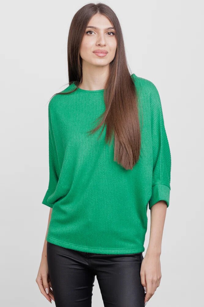 Pierino Bluza cu maneca fluture din jerseu embosat de vascoza verde