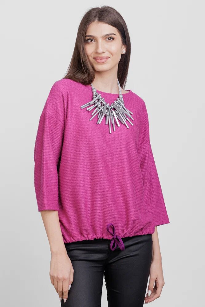 Pierino Bluza din jerseu embosat de vascoza cu snur la baza magenta