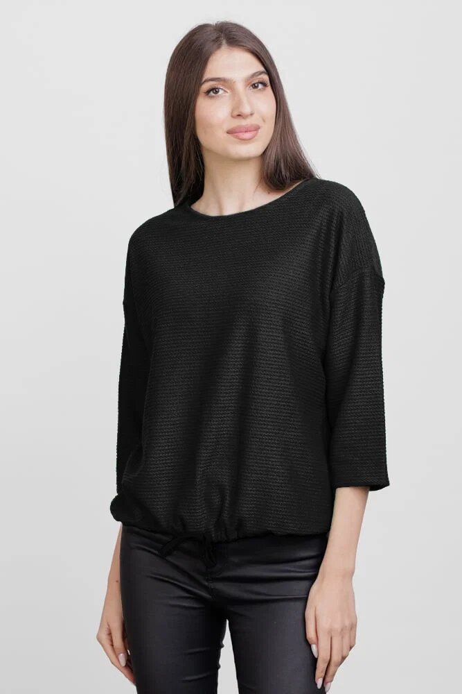 Pierino Bluza din jerseu embosat de vascoza cu snur la baza neagra