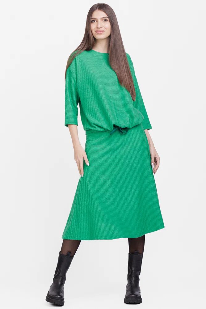 Pierino Fusta midi clos din jerseu embosat de vascoza verde