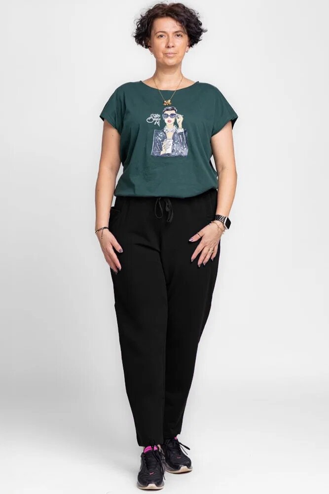 Pierino Pantaloni negri casual sport din bumbac cu buzunare laterale