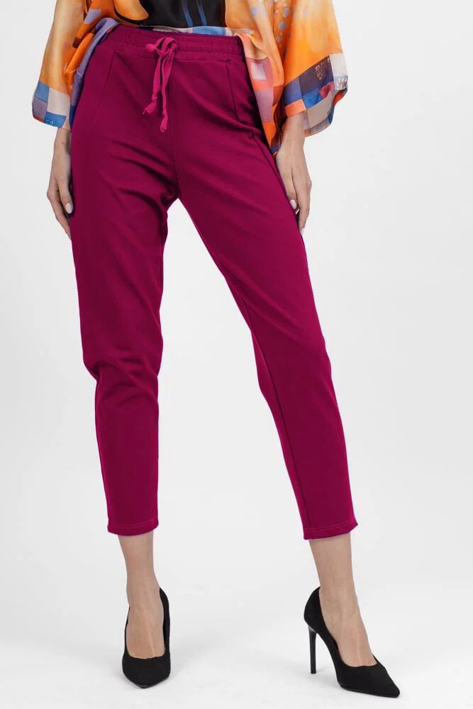 Pierino Pantaloni pana magenta din jerseu de vascoaza casual