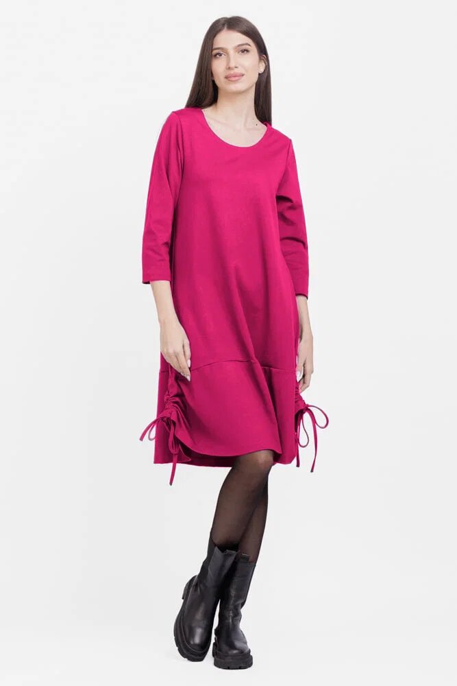 Pierino Rochie A line din tricot cu sireturi laterale fucsia