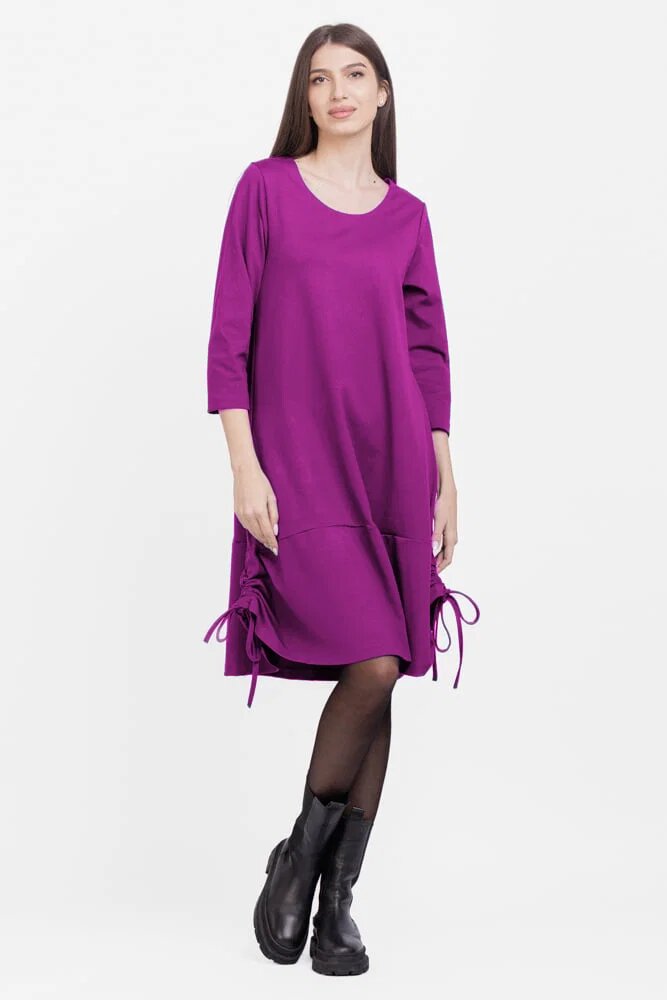 Pierino Rochie A line din tricot cu sireturi laterale magenta