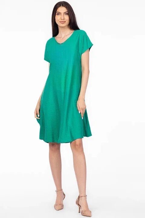 Pierino Rochie A line verde din in mercerizat si vascoza