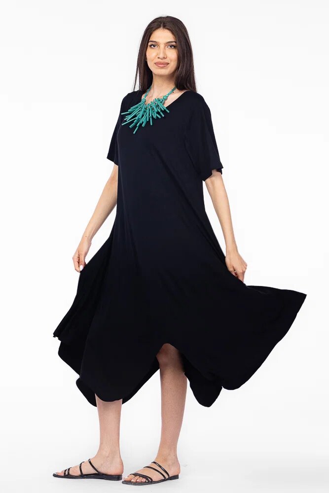 Pierino Rochie cu colturi rotunjite din tricot de vascoza neagra