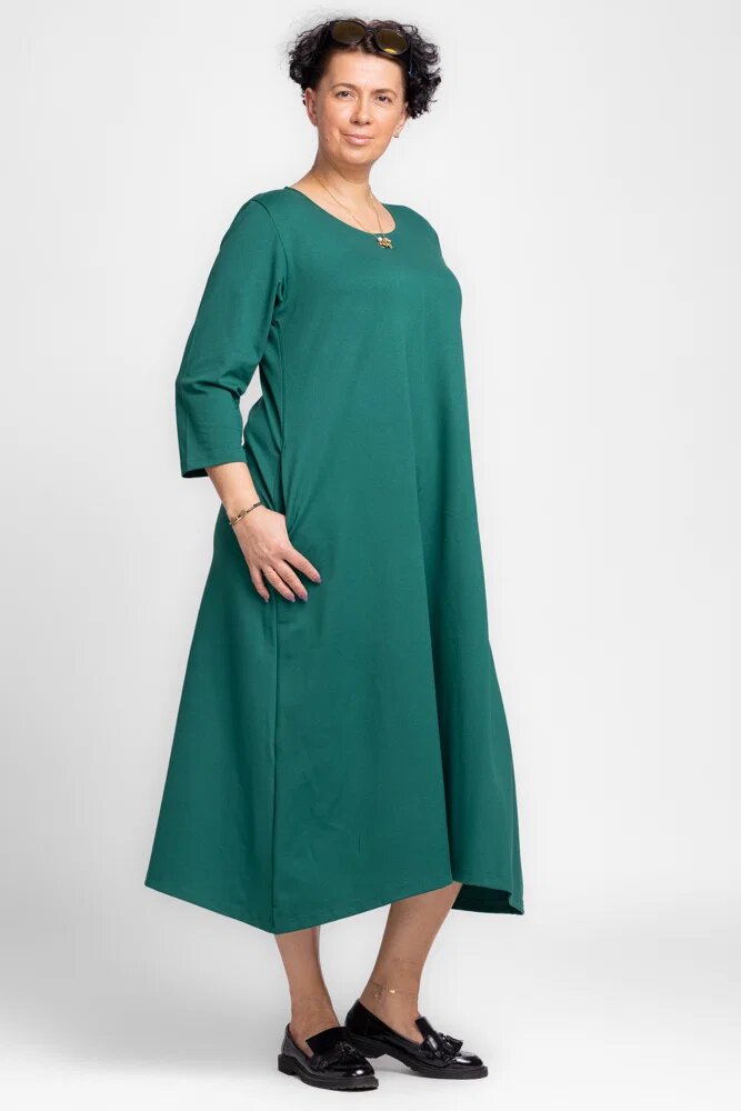 Pierino Rochie lunga A-line din tricot de bumbac verde