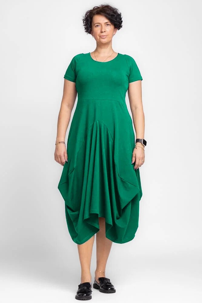 Pierino Rochie lunga in colturi din tricot de bumbac verde smarald