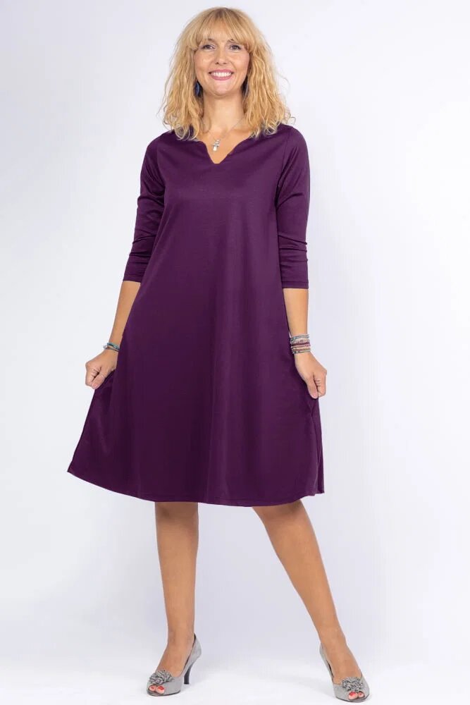 Pierino Rochie uni mov inchis A line midi cu decolteu traditional