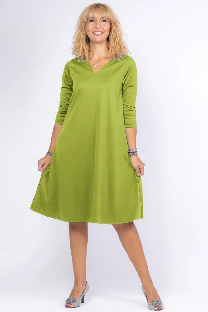 Pierino Rochie uni verde deschis A line midi cu decolteu traditional