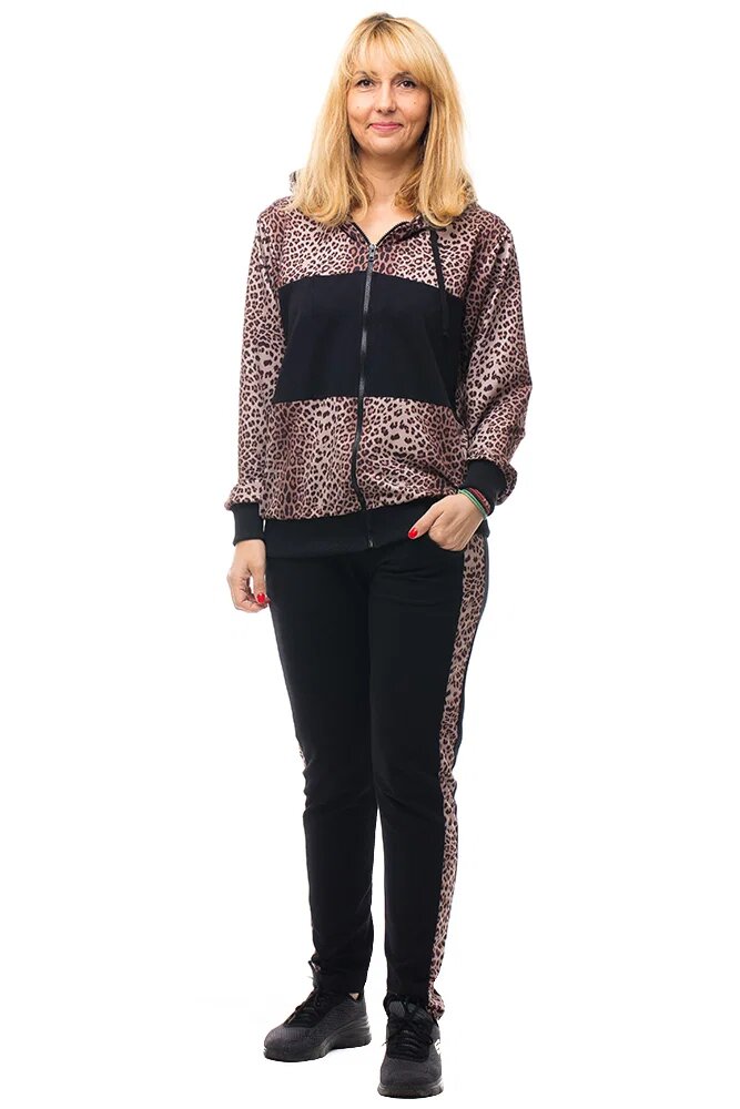 Pierino Trening dama bumbac doua piese animal print banda neagra piept