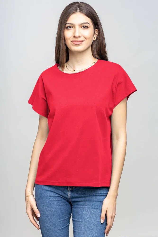 Pierino Tricou cu maneca cazuta din bumbac fucsia inchis
