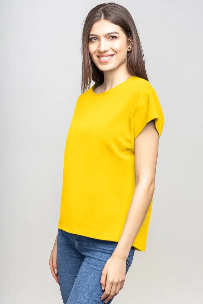 Pierino Tricou cu maneca cazuta din bumbac galben
