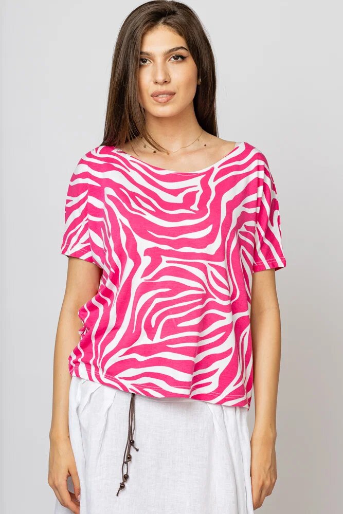 Pierino Tricou din vascoza cu imprimeu alb - roz
