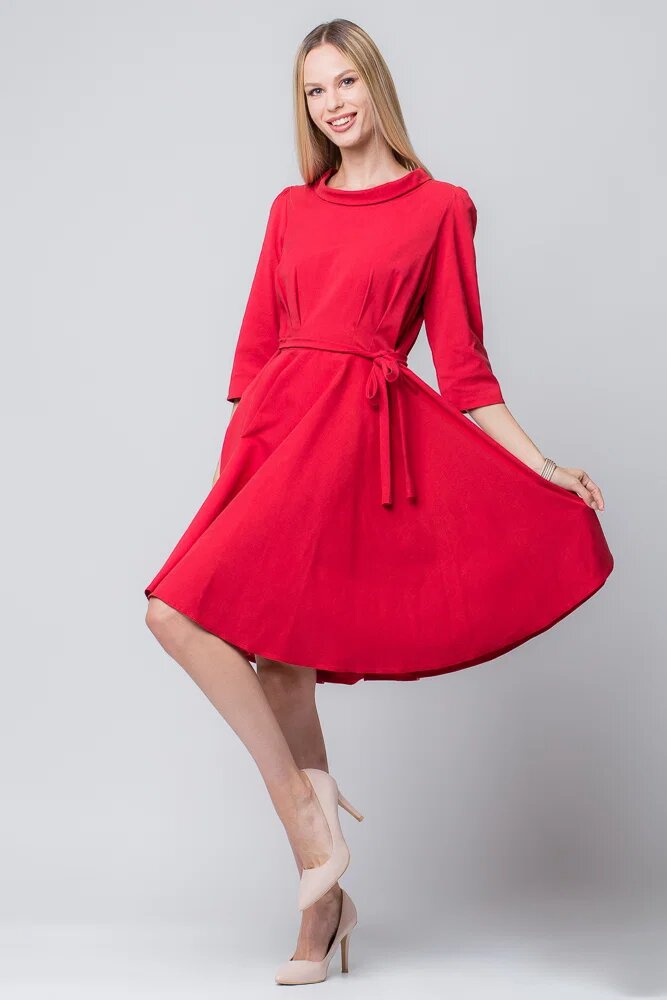 Plissado Rochie rosie eleganta - casual taiata in talie clos