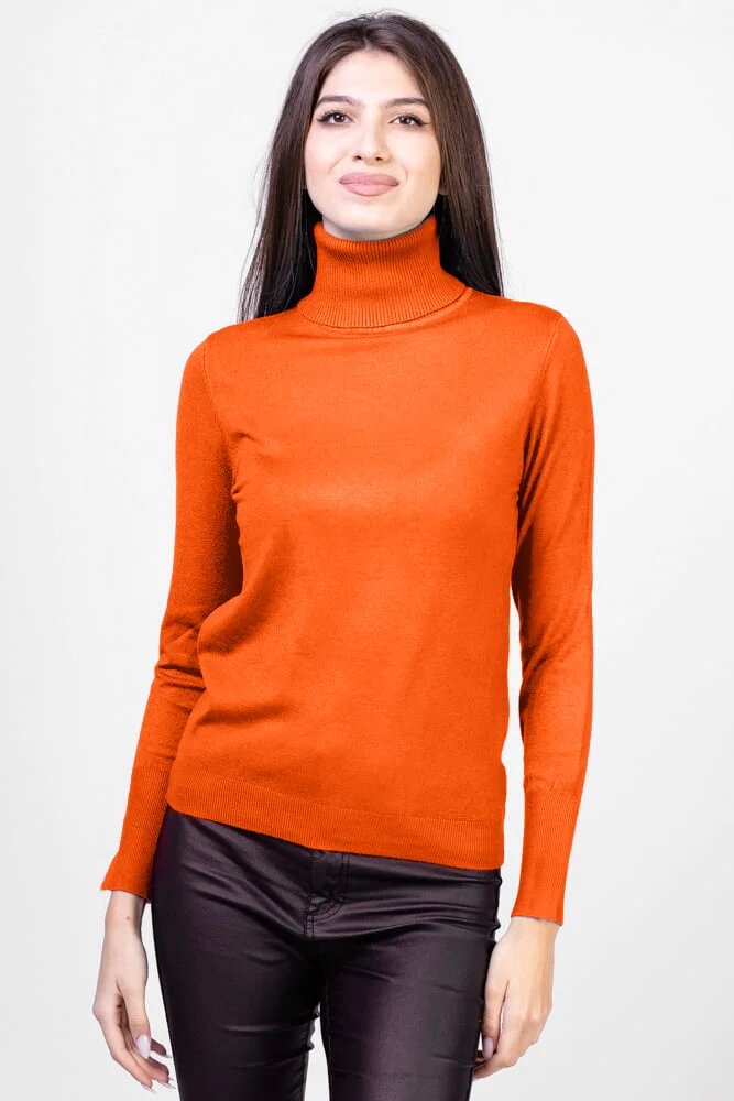 Porta Fortuna Helanca pullover din tricotaj cu guler inalt portocaliu