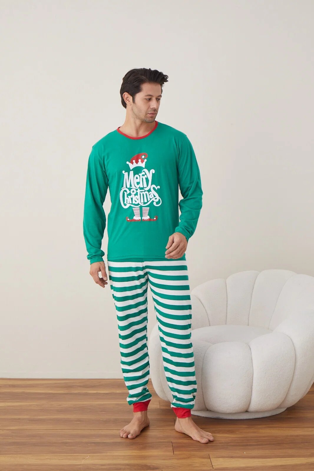 Serena Pijama barbati de Craciun din bumbac doua piese cu Merry Chritmas