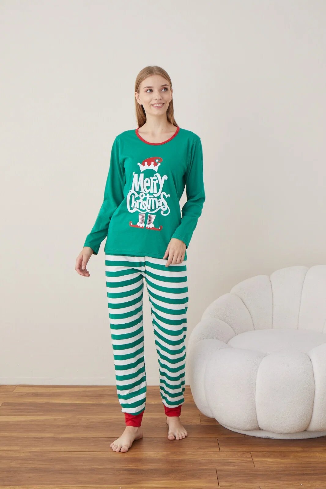 Serena Pijama de Craciun din bumbac doua piese cu Merry Christmas