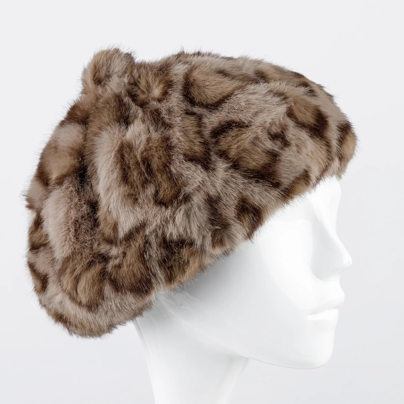 Shopika Bereta frantuzeasca din blanita si interior matlasat animal print bej