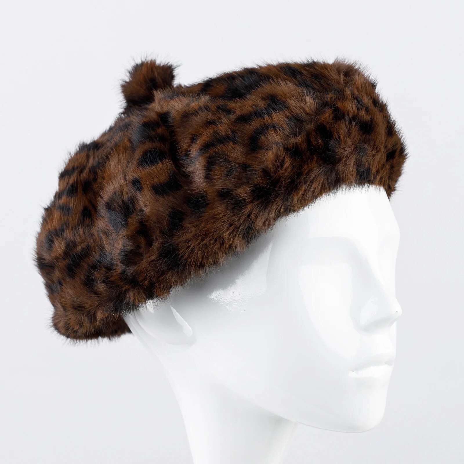 Shopika Bereta frantuzeasca din blanita si interior matlasat animal print maro
