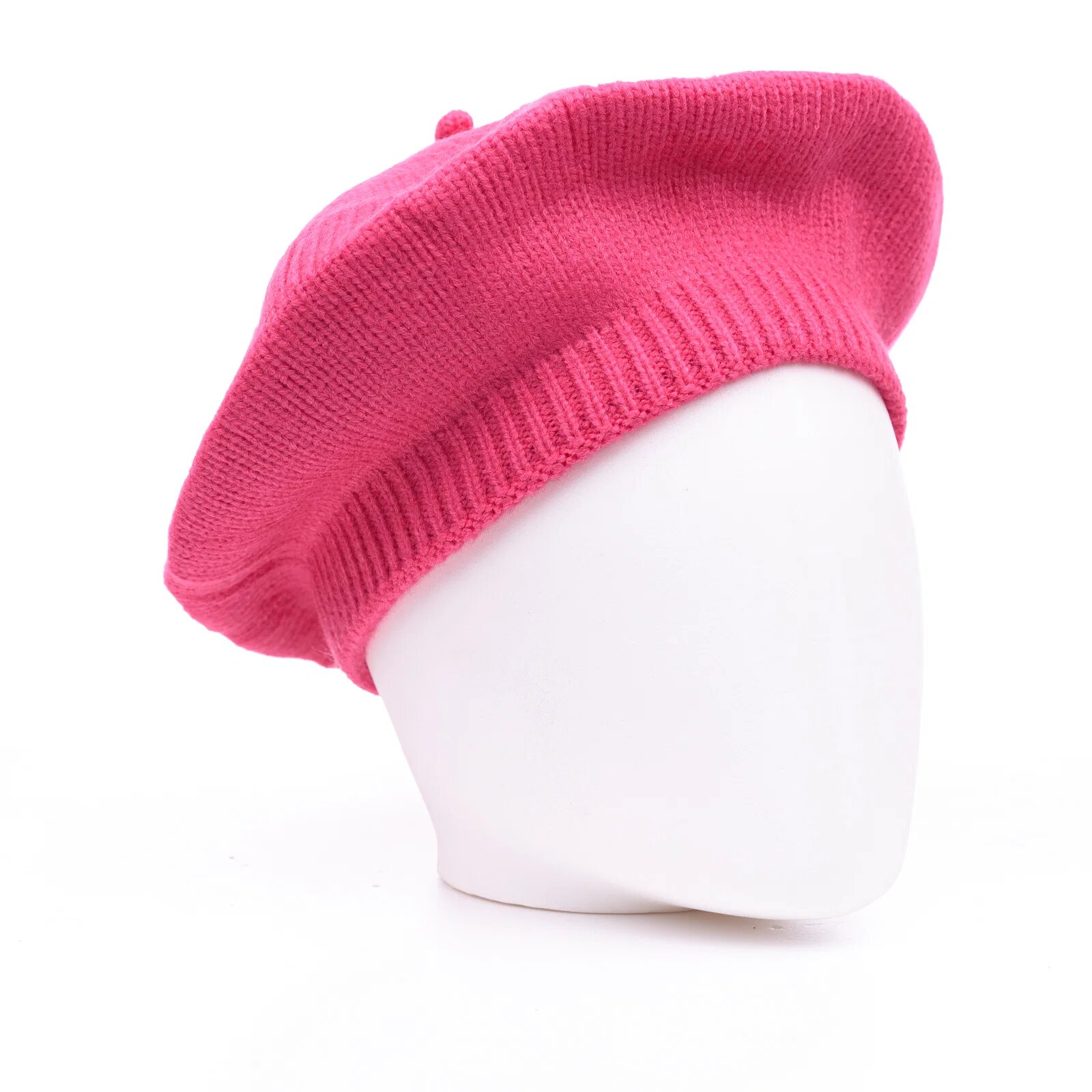 Shopika Bereta fucsia cu model tricotaj simplu cu clini din lana