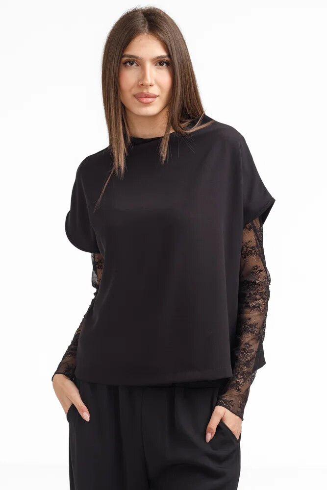 Shopika Bluza dama din dantela eleganta bluza transparenta chic neagra